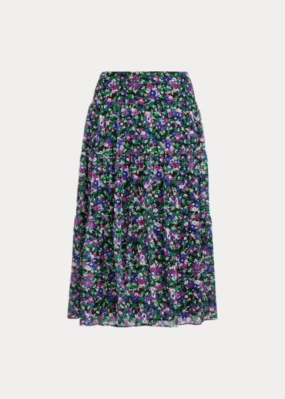 Falda Ralph Lauren Mujer Negros Multicolor - Floral Tiered Peasant - FHVTU0741